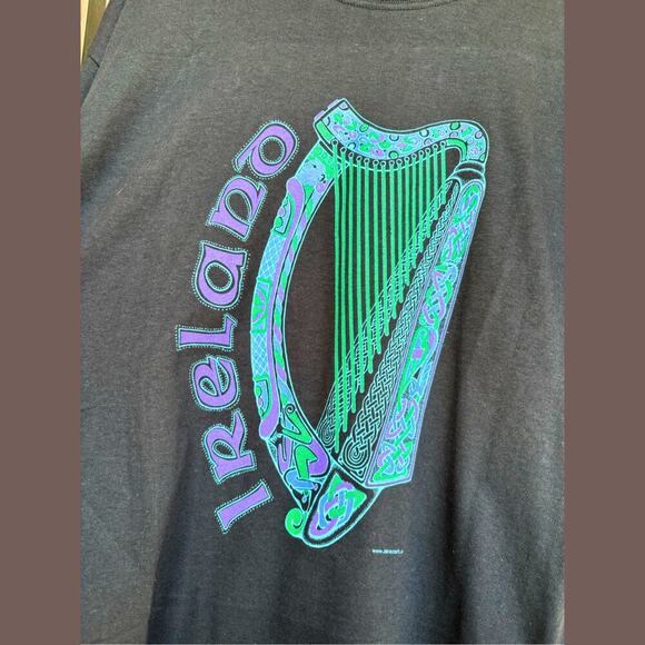 Ireland Harp Tee | Black Neon Graphic | Size L | Vintage - Picture 3 of 4